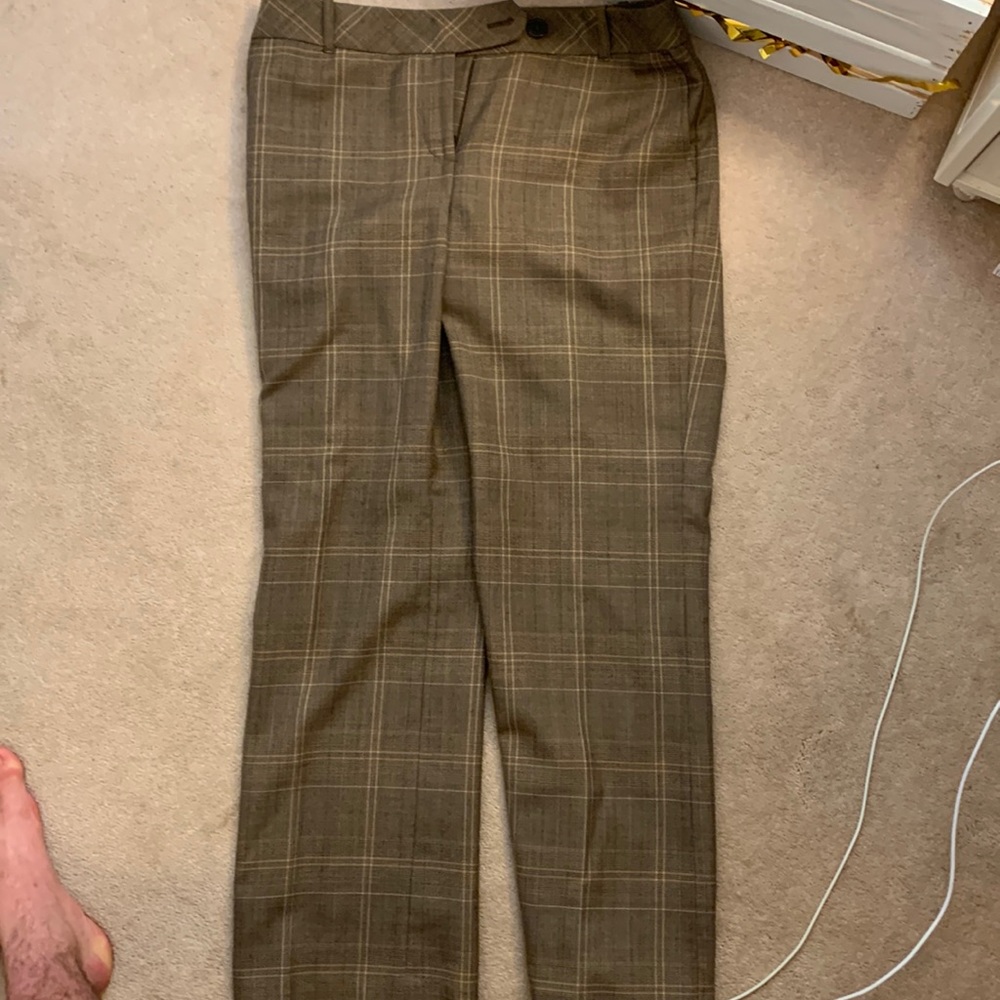 LOFT Pants brown cream and black plaid
